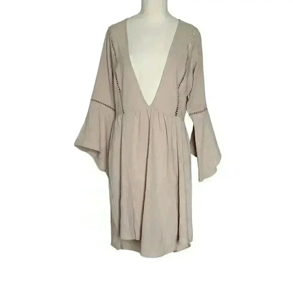 B Brand Chic Taupe Bell Sleeve Dress - Picture 1 of 6